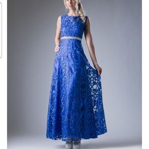 New Royal Embroidered & Beaded Sheath Dress